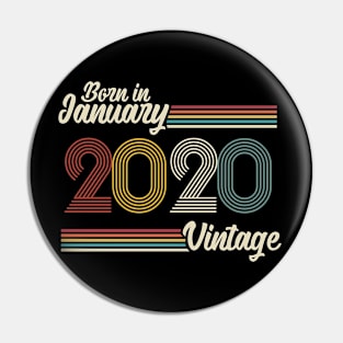 Vintage Born in January 2020 Pin