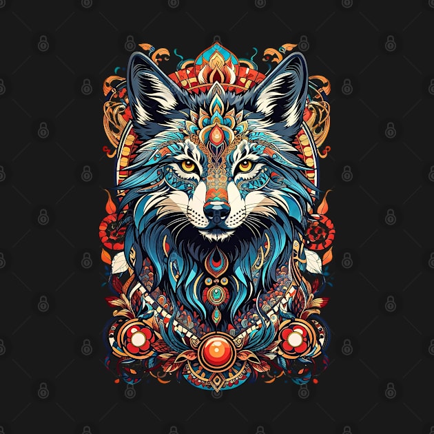 Wolf Tribal Art design by Neon City Bazaar