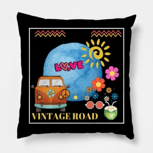 Vintage Hippie Design Pillow