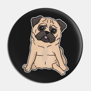 Cute pug dog hand drawn sitting with sad face Pin