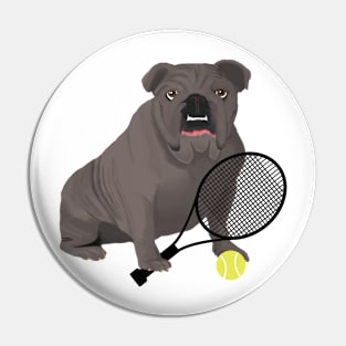 Tennis Gray Bulldog Pin
