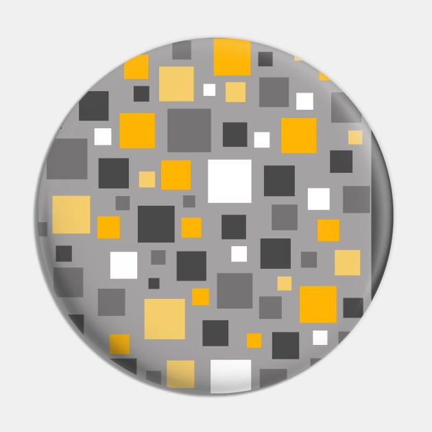 Mustard Yellow and Grey Squares Pixel Polka Dot Pin by OneThreeSix