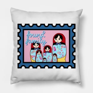 Found Family Postage Stamp Pillow