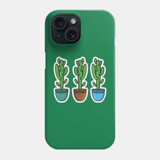 Set Of Green Cactus Plant In Vase Sticker vector illustration. Healthcare and Nature object icon concept. desert green cactus plant vector sticker design. Home plant cactus symbol graphic design. Phone Case