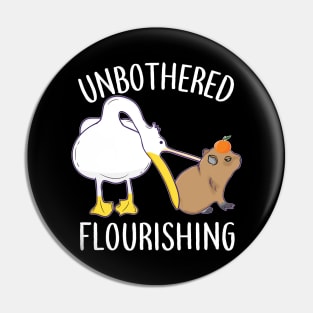 Unbothered Flourishing Capybara Pelican Funny Meme Cute Meme Pin