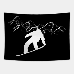 Lispe Snowboard in the Mountains Tapestry