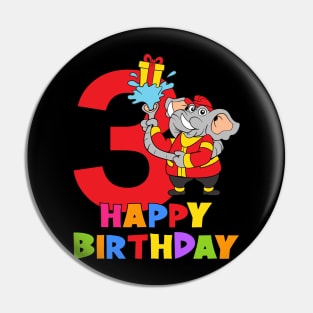 3rd Birthday Party 3 Year Old Three Years Pin