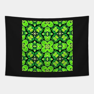 Pretty Green Leaves Lucky Clover Greenery Pattern 1 Tapestry