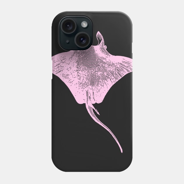 Pink Stingray Oceanography Illustration | Sea Animal Phone Case by encycloart