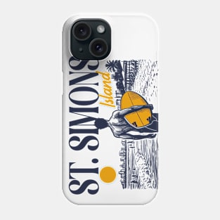 Vintage Surfing St. Simons Island, Georgia // Retro Surfer Sketch // Surfer's Paradise Phone Case