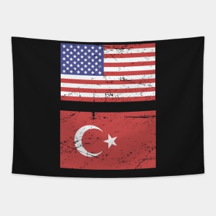 United States Flag & Turkey Flag Tapestry