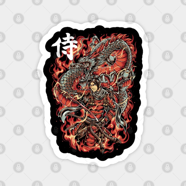 Dragon Samurai Magnet by Febru Danar Surya