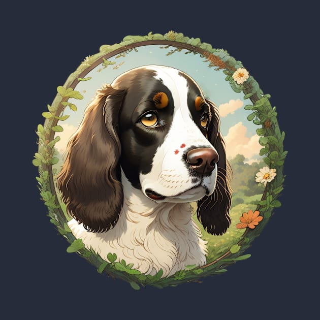 Springer Spaniel Green Fields by Pet And Petal