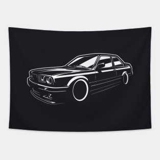 E30 Classic Coupe White On Black Tapestry