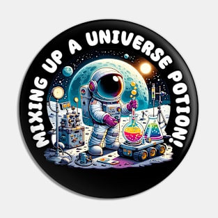 Mixing up a Universe Potion - Funny Cute Astronaut Pin