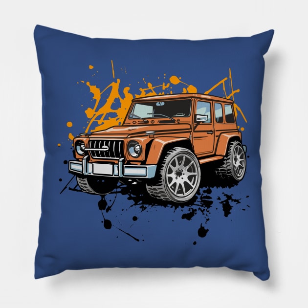 Off-Road 4x4 Vehicles in Graffiti Cartoon Style Pillow by irfankokabi