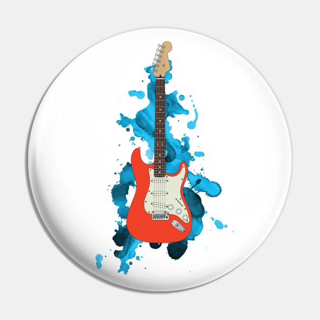 S-Style Electric Guitar Fiesta Red Color Pin by nightsworthy