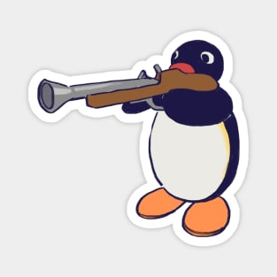 penguin with gun meme / pingu noot Magnet