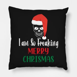 I Am So Freaking Merry Christmas Skull - Funny Santa Clause Skull Pillow