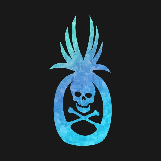 Tropical Pirate Pineapple Halloween Skull and Crossbones Aqua by MOP tees