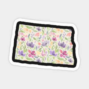 North Dakota Silhouette Florals Magnet