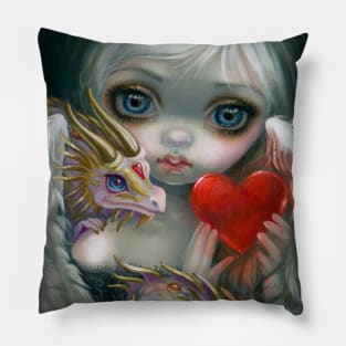 Chibi Goth Girl in Love with Dragons Pillow