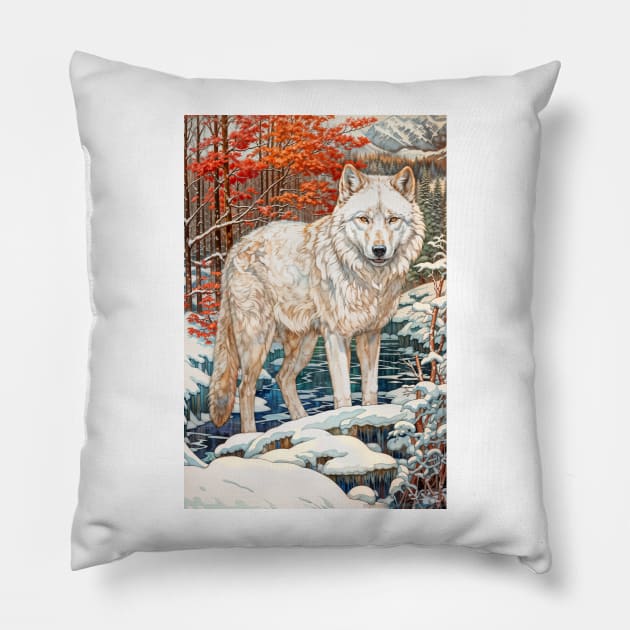 Winter Wolf Pillow by berubettoart