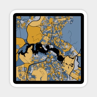 Canberra Map Pattern in Blue & Gold Magnet