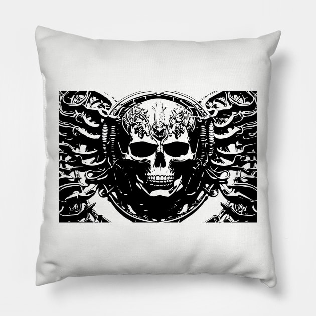 Skull Giger Style Pillow by lkn