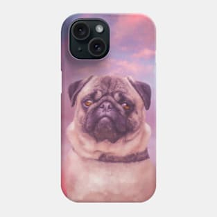 Pug in the sky painting Phone Case