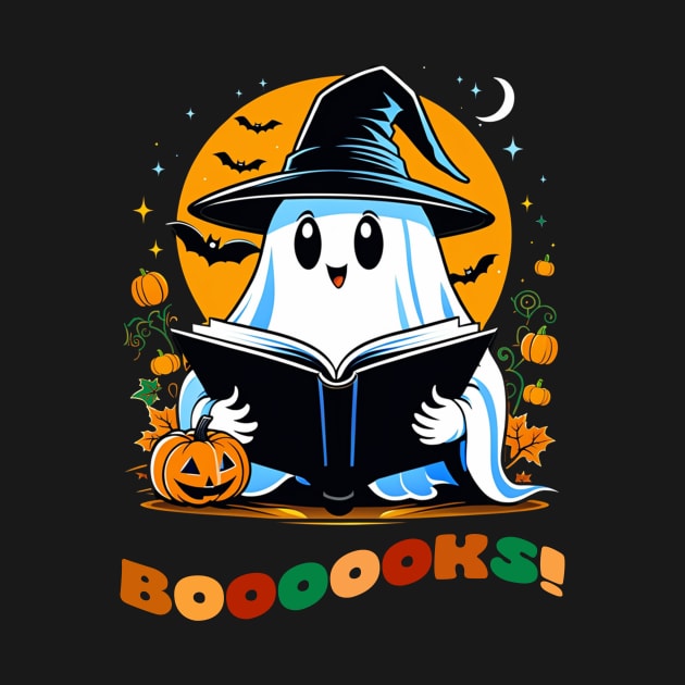 Books spooky cute halloween ghost design by Edgi