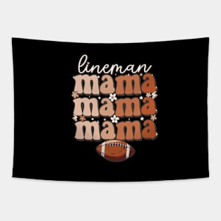 Proud Lineman mama retro Football offensive Lineman Tapestry