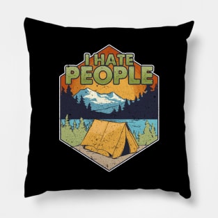 Cute & Funny I Hate People Camping In Nature Pun Pillow