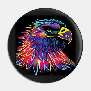 Bald Eagle in Luminous Rainbow Colours Pin