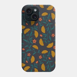 Summer Florals Marigold Pattern - Yellow and Black Phone Case