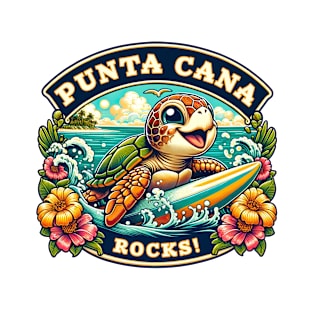 Punta Cana Rocks Cute Sea Turtle Surfing T-Shirt