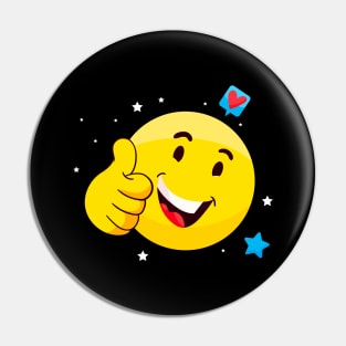 Emote Smile Thumbs Up Emoticon Funny Face Pin