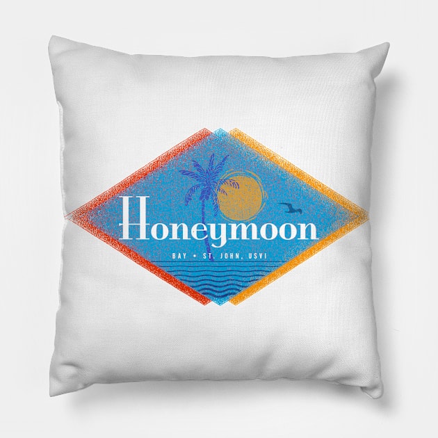 Honeymoon Bay, St. John, Usvi Retro Mid Century Pillow by Hashtagified