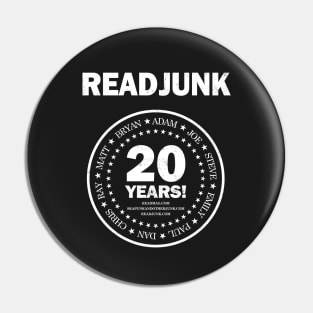 ReadJunk.com 20th Anniversary T-Shirt Pin