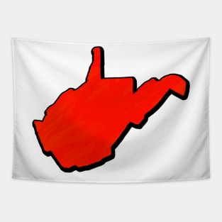 Bright Red West Virginia Outline Tapestry