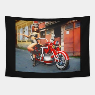 Biker Babe Tapestry