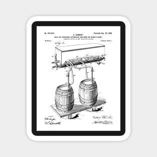 Beer Keg Patent - Home Brewer Craft Beer Art - White Magnet