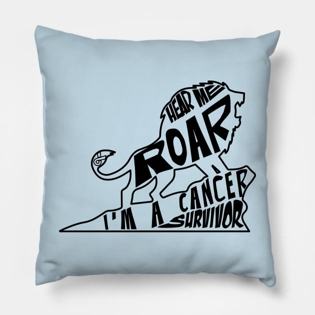 prostate cancer Awareness  light blue ribbon hear me roar I'm a cancer survivor Pillow by Shaderepublic