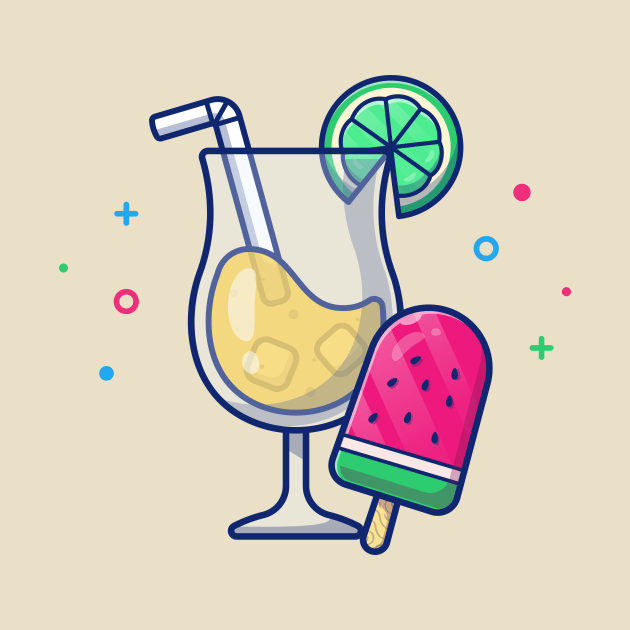 Lemon Juice With Watermelon Popsicle Cartoon by Catalyst Labs