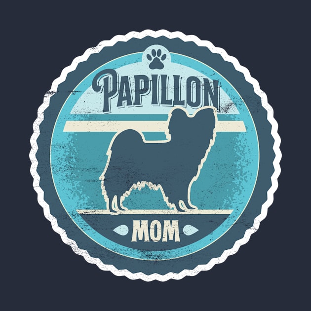 Papillon Mom - Distressed Butterfly Dog Silhouette Design by DoggyStyles