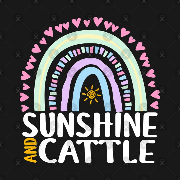 Sunshine and Cattle Cute Rainbow Graphic for Womens Kids Girls by ChadPill