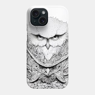 Owl Bird Wild Nature Illustration Line Epic Illustration Line Art Phone Case