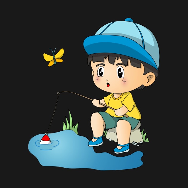 Cute Fishing Boy Angler Fisherman Kids by Foxxy Merch