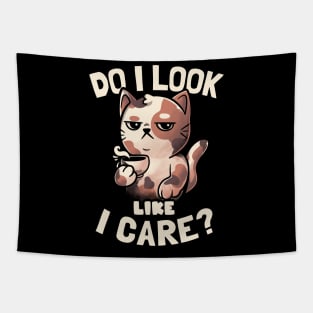 Do I Look Like I Care - Lazy Cute Coffee Cat Gift Tapestry