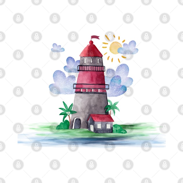 Lighthouse Watercolor by Mako Design 